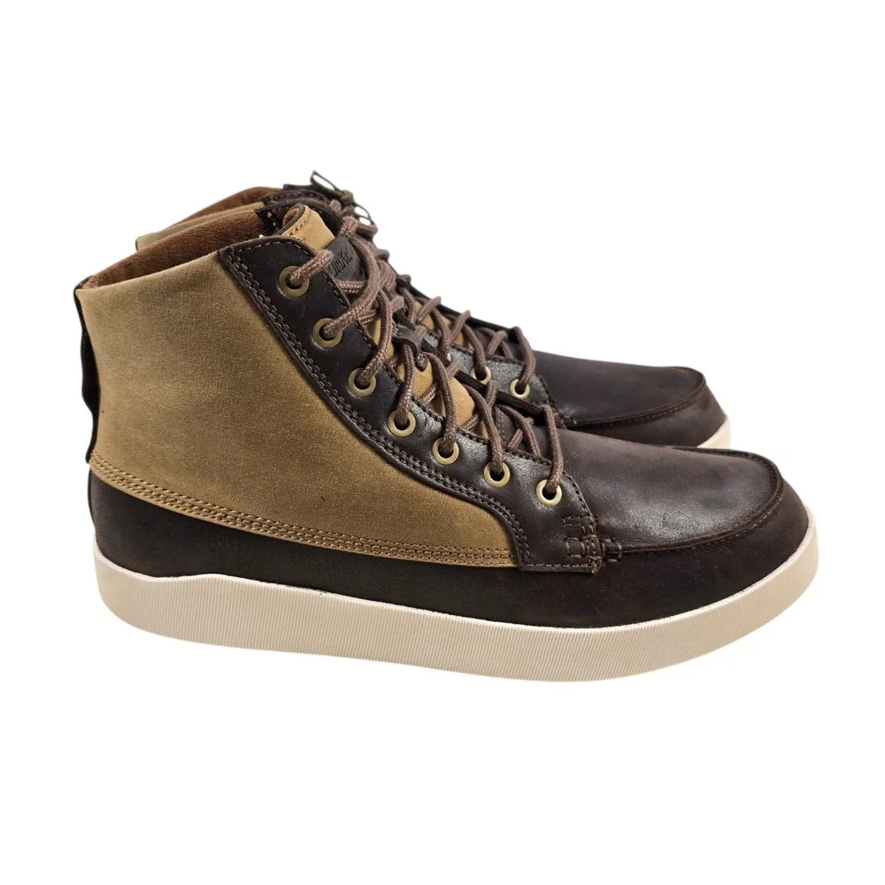 OLUKAI Men's Molina Waterproof Brown Leather Lace Up Casual Boot Size 10.5 NWT